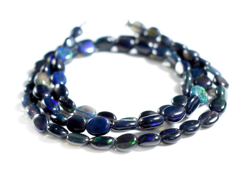 Ethiopian Welo Fire Opal Nuggets Beads Ethiopian Black Opal Smooth Nuggets Black Ethiopian Opal Tumble Beads 4-7 MM 16 Inch Strand #GB17