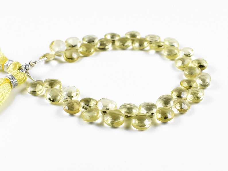 Lemon Quartz Gemstone 7-8 MM Size 7 Inch Strand Lemon Quartz Heart Shape Beads Natural Lemon Quartz Faceted Briolette Lemon Quartz Beads