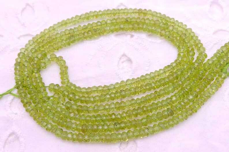 Gemstone Supply Top Quality Natural Peridot 13 Inch Strand Faceted Beads Shape 4 MM Peridot Beads Jewellery Making