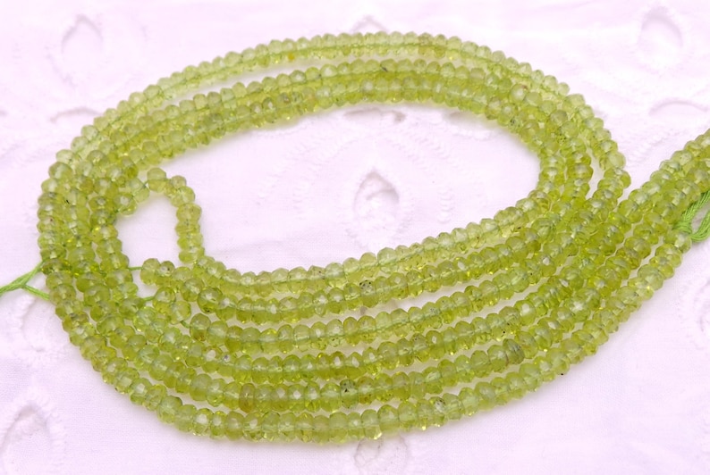 Gemstone Supply Top Quality Natural Peridot 13 Inch Strand Faceted Beads Shape 4 MM Peridot Beads Jewellery Making
