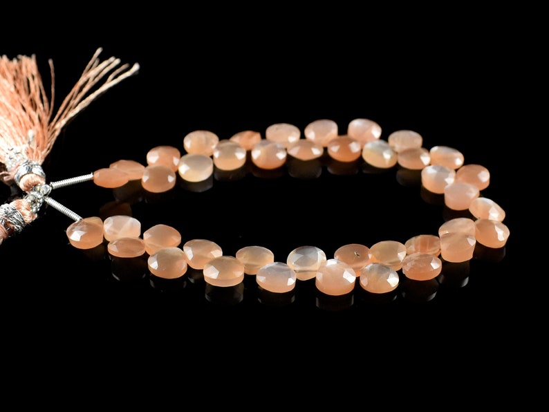 Natural Peach Moonstone Faceted Briolette Moonstone Gemstone 7 MM Size 7 Strand Peach Moonstone Heart Shape Beads Peach Moonstone Beads