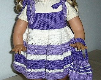 Set aus gehäkeltem Hochsommer-Trägerkleid für Weichkörper-Puppen von ca. 48 bis 50 cm mit passender Beuteltasche