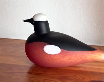Oiva Toikka Mountain Redstart (Vuorileppälintu)  Vintage 1990s Art Glass Bird Nuutajärvi Finland