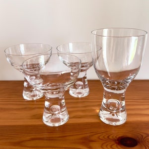 Iittala Finland Tapio Three Coctail Glasses and One Wine Glass Set of Four Vintage Design Glass by Tapio Wirkkala