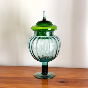 Nuutajärvi Pro Arte Grandmothers Candy Jar (Isoäidin karkkipurkki) Signed Rare Vintage Art Glass by Kerttu Nurminen Finland