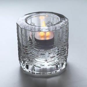 Iittala Finland Kuusi Large Candle Holder For Tealight Vintage Design Glass With by Jorma Vennola