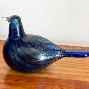 Oiva Toikka Blue Cuckoo (Sinikäkönen) Glass Bird Very Rare Design Art Glass Bird by Nuutajärvi Finland