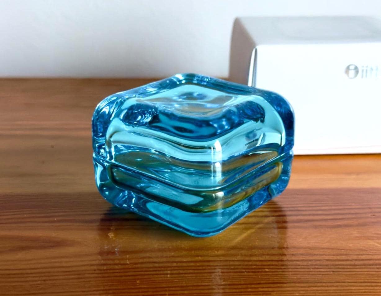 Iittala Finland Vitriini Small Jewelry Glass Box Light Blue