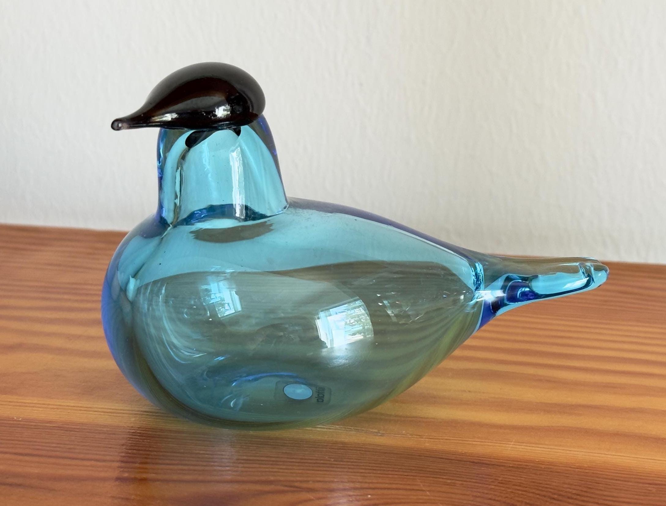 Oiva Toikka Chiffchaff (tiltti) Glass Bird Blue Vintage Art Glass