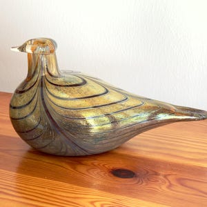 Glass Decoration Bird Vintage Design Silver Lyster Art Glass Handmade In Finland Oiva Toikka Style