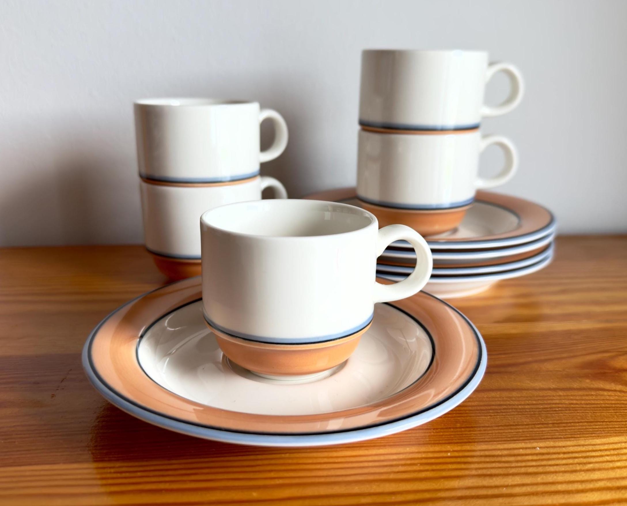 Arabia Finland Five Arctica Aprikos Coffee Espresso Cups With 