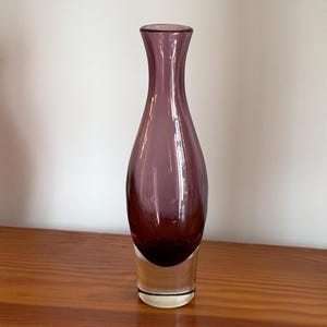Riihimäen Lasi Nimipäivä Vase Rare Vintage Lilac Design Glass by Aimo Okkolin Finland