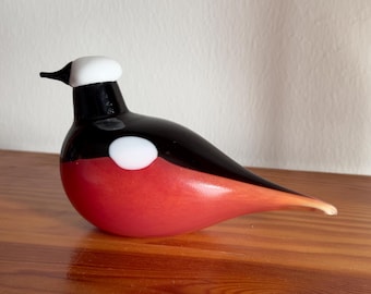 Oiva Toikka Mountain Redstart (Vuorileppälintu) Very Rare Clear Version Vintage 1990s Art Glass Bird Nuutajärvi Finland