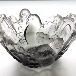 Bol Humppila Pigeon (Kyyhky) en verre vintage gris signé Art Glass par Pertti Santalahti Kumela Finlande