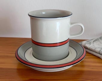 Arabia Finland Aslak Large Tea Cocoa Cup With Saucer Rare Vintage Ceramic Stoneware by Inkeri Leivo Multiple Available