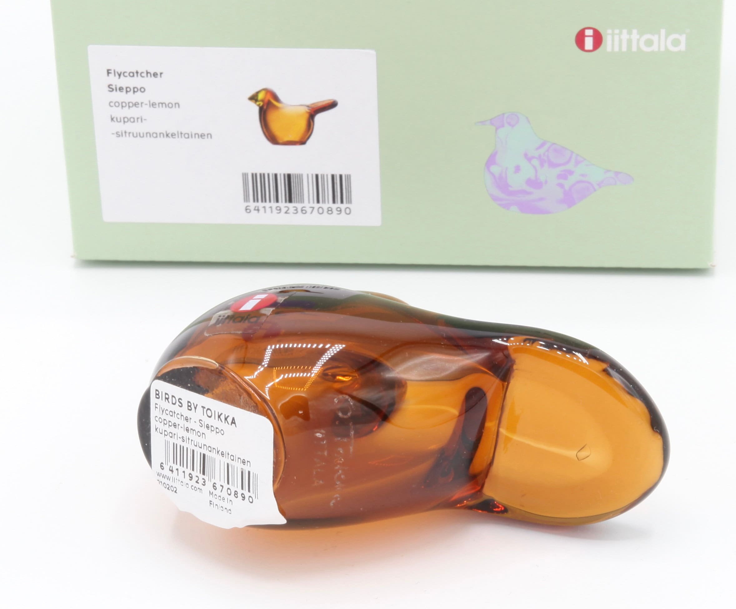 Oiva Toikka Flycatcher (sieppo) Art Glass Bird Copper With