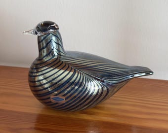 Oiva Toikka Atlas Glass Bird KOP Medium Company Bird Rare Blue and
