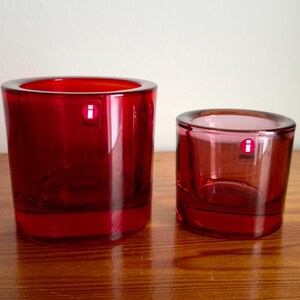 Iittala Finland Kivi BIG! Rare Ruby Red Glass Candle Holder Votive for Tealight by Marimekko and Heikki Orvola