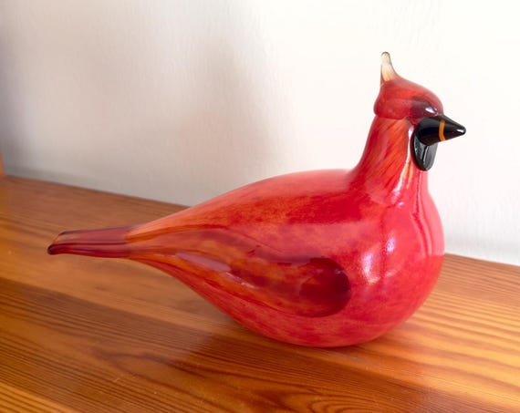 Oiva Toikka Red Cardinal (kardinaali) Glass Bird Figurine Rare
