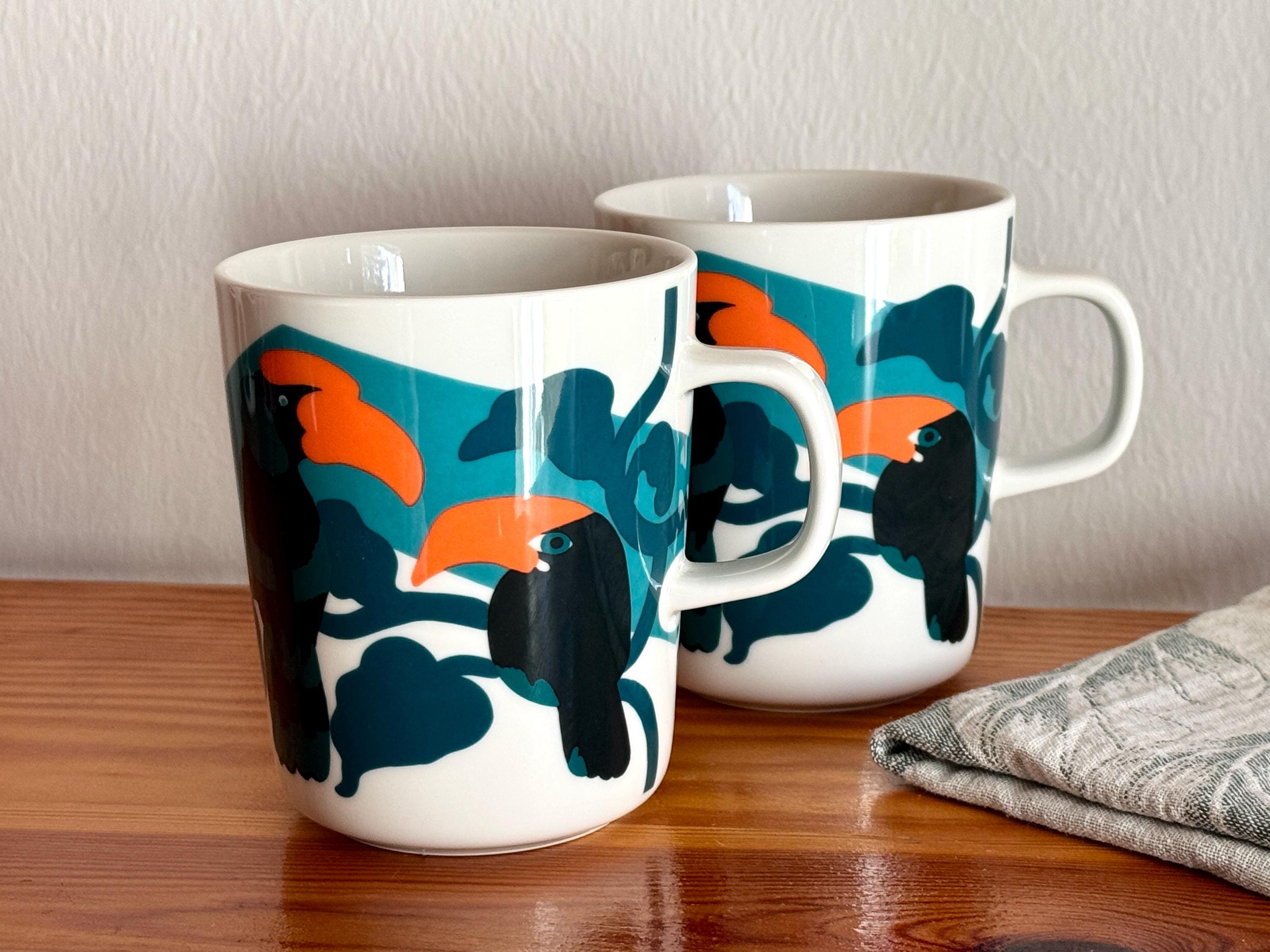 Marimekko Two Pepe Mugs Rare Oiva Design Ceramic by Maija Isola