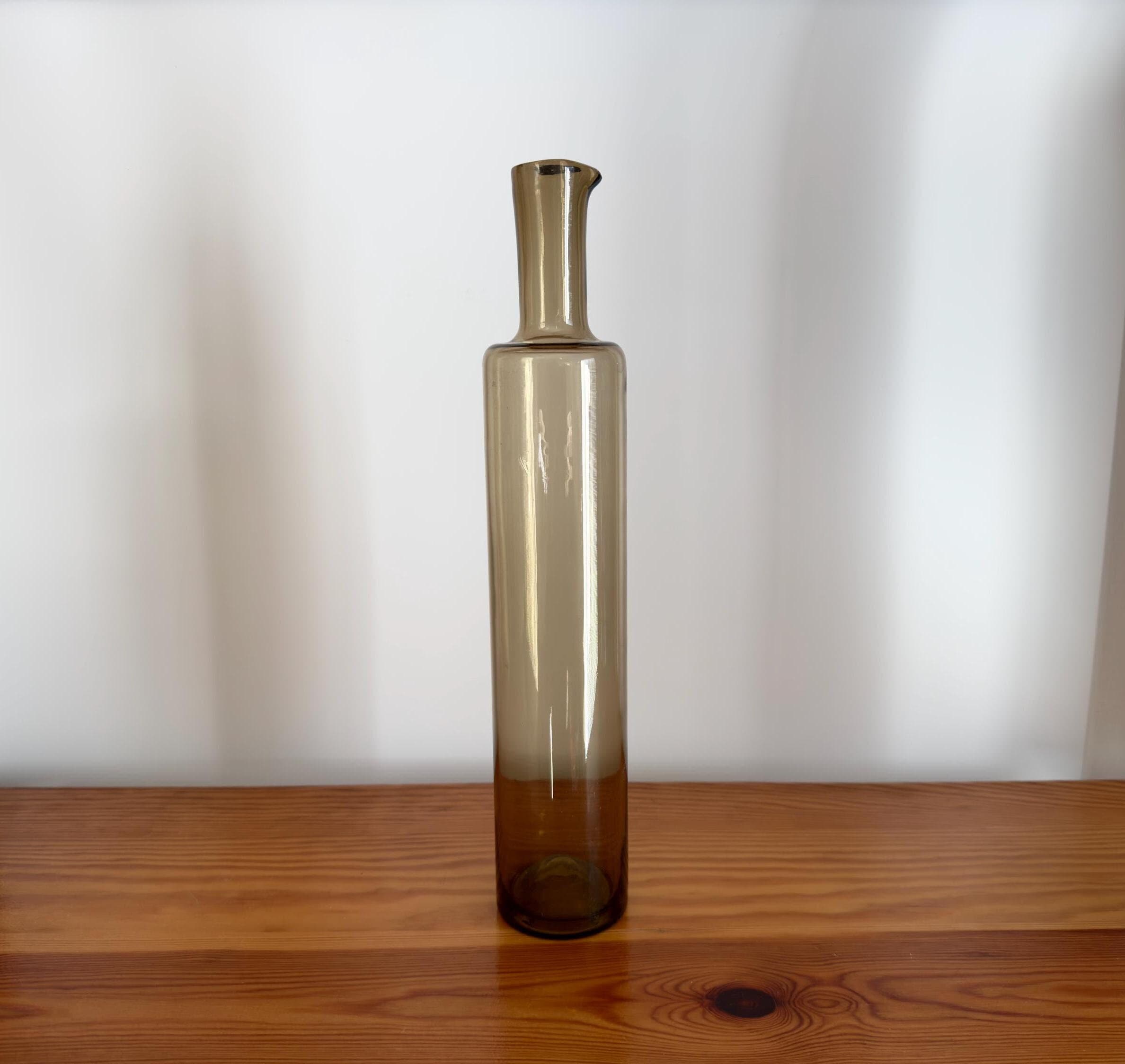 Riihimäen Lasi Finland Amber Art Glass Bottle Rare Vintage