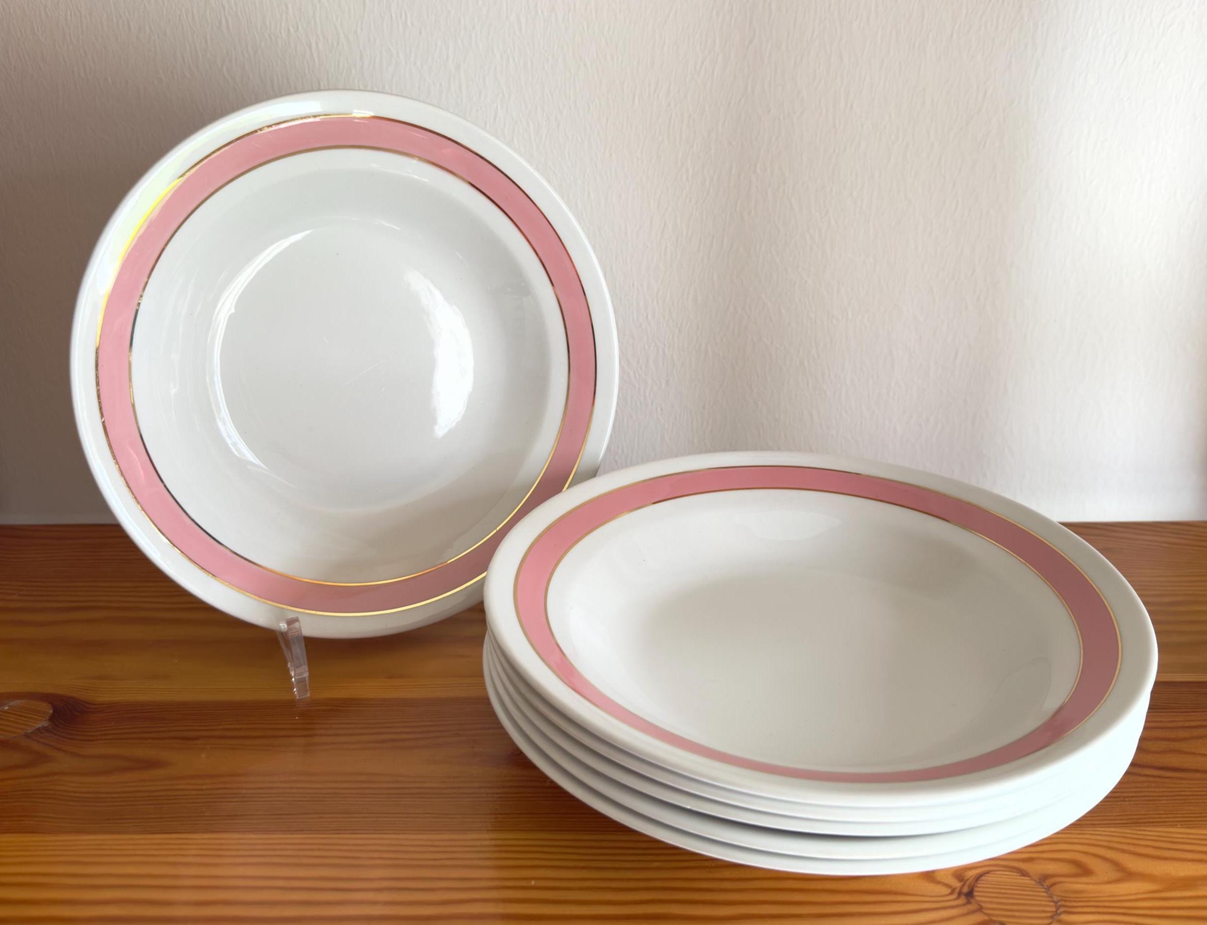 アラビア フィンランド スープ皿6枚セット ボウル ピンク ゴールデン