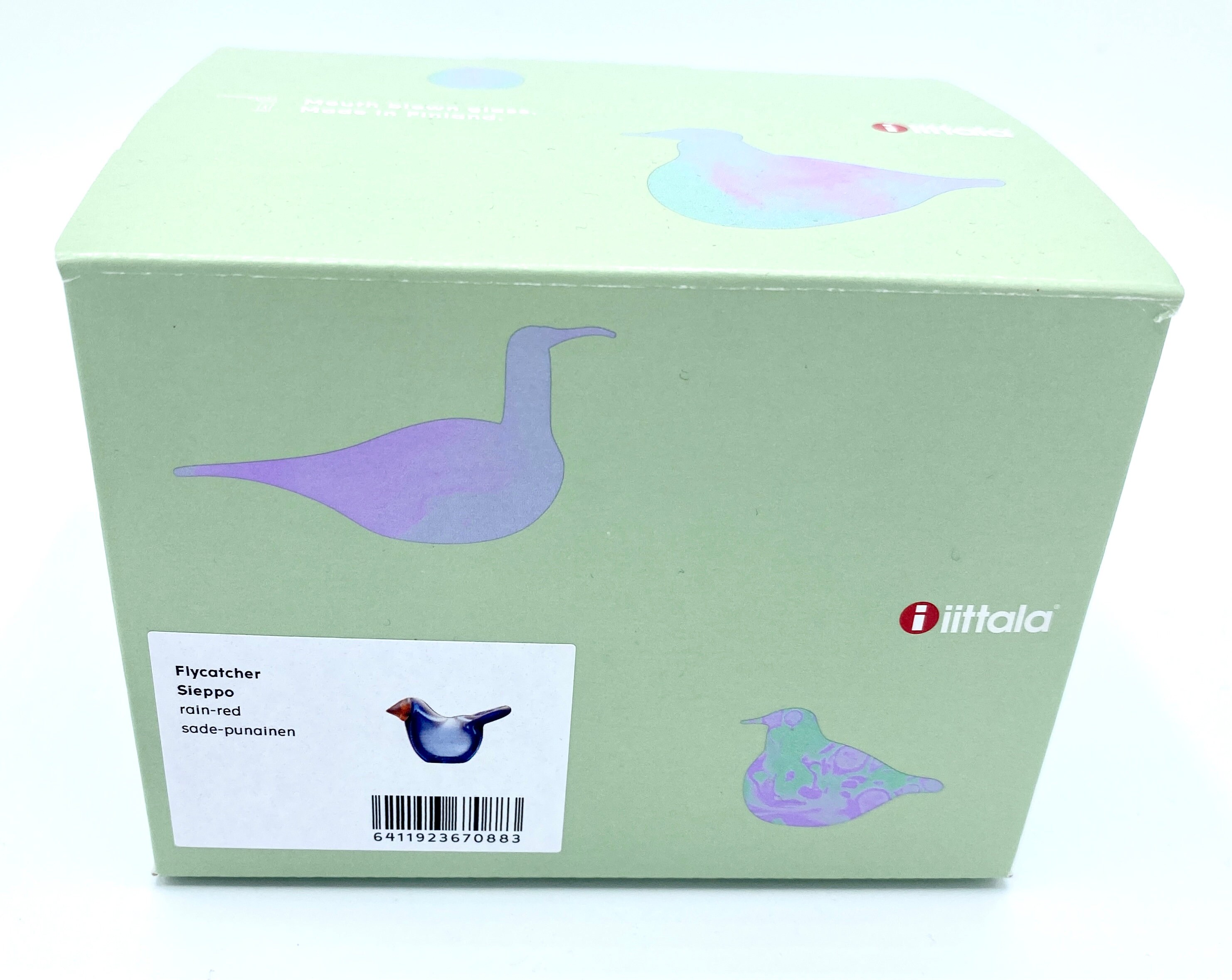 Oiva Toikka Flycatcher (sieppo) Art Glass Bird Rain With Red