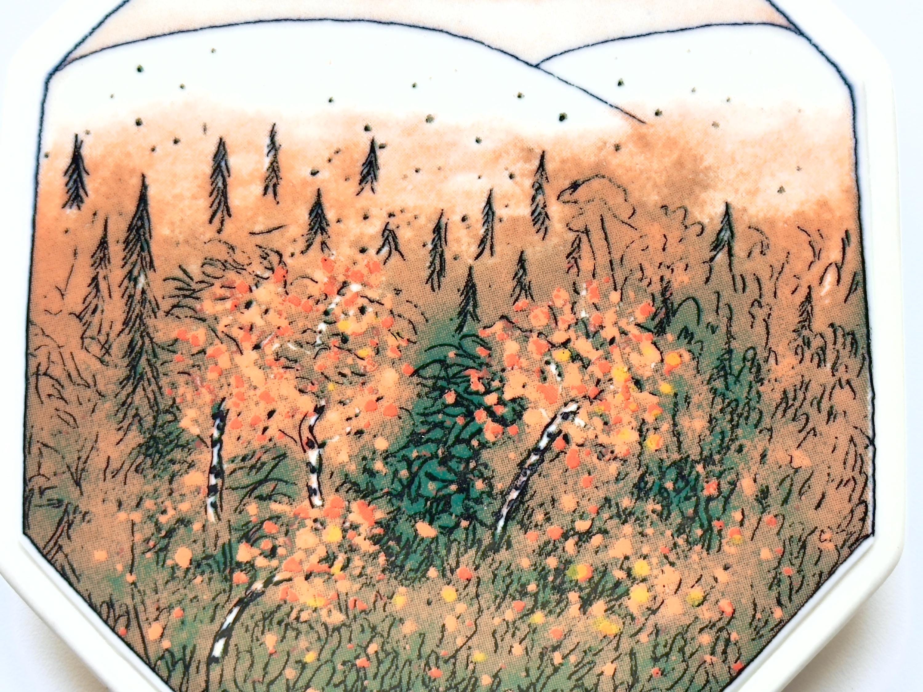 美品　ARABIA×finnair　 AUTUMN RUSKA　ヘルヤ　陶板 Arabia Finland Autumn Colors (ruska) Wall Plate Vintage Art