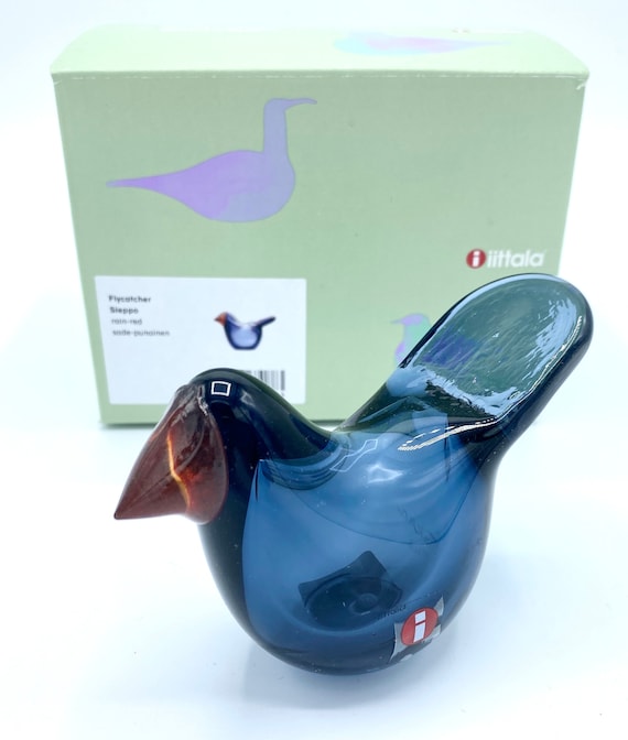 Oiva Toikka Flycatcher (sieppo) Art Glass Bird Rain With Red Beak