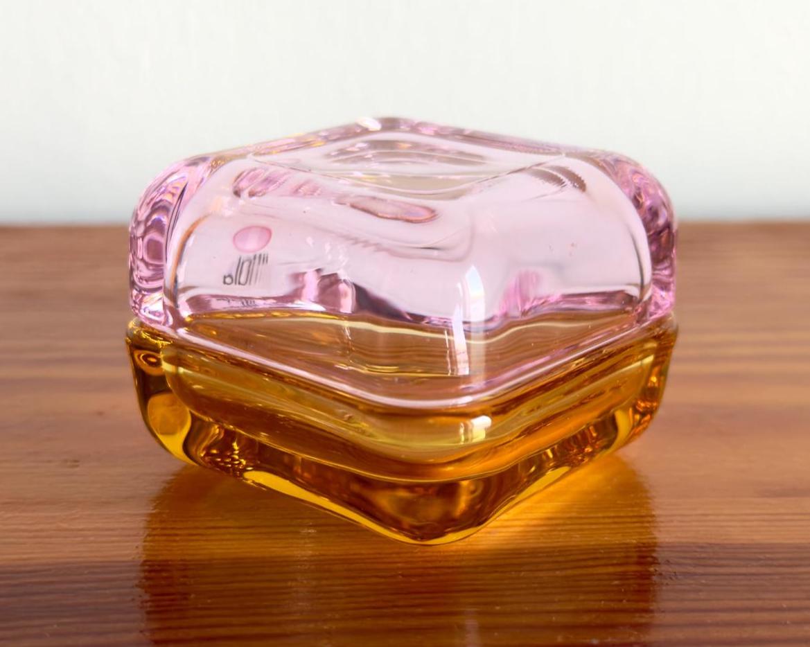 Iittala Finland Vitriini Small Jewelry Glass Box Rare Multicolored
