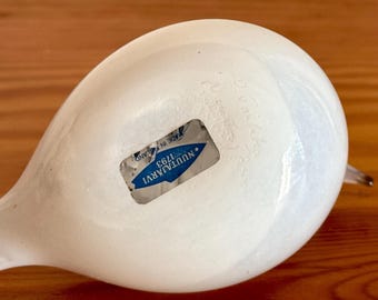 Oiva Toikka Snow Bunting (pulmunen) Glass Bird Opal White Design