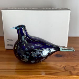 Oiva Toikka Sinikki City of Vantaa Special Rare Art Glass Bird Iittala Finland With Original Box