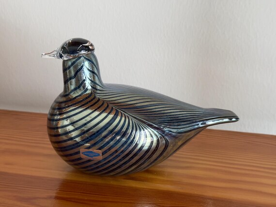 Oiva Toikka Atlas Glass Bird KOP Medium Company Bird Rare Blue and