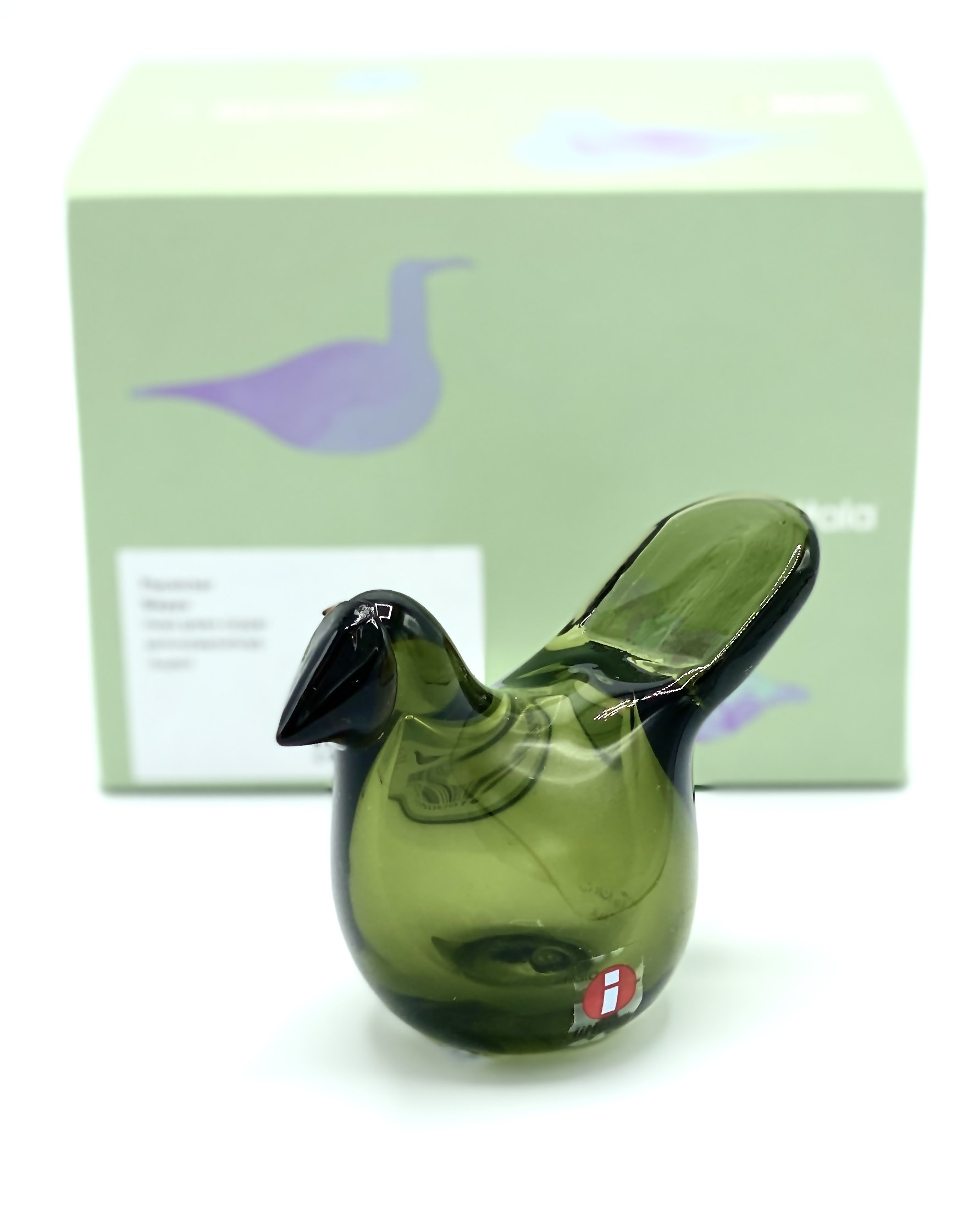 Oiva Toikka Flycatcher (sieppo) Art Glass Bird Moss Green
