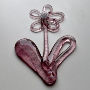 Studiolasi Pink Glass Flower Hanging Window Decoration in Original Box Vintage Art Glass Handmade in Finland