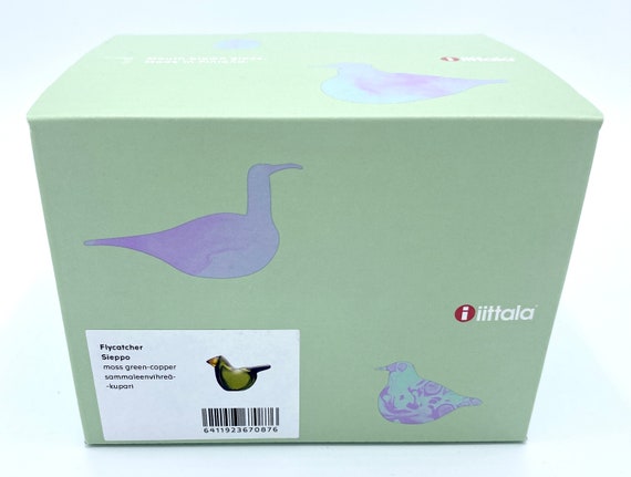 Oiva Toikka Flycatcher (sieppo) Art Glass Bird Moss Green With