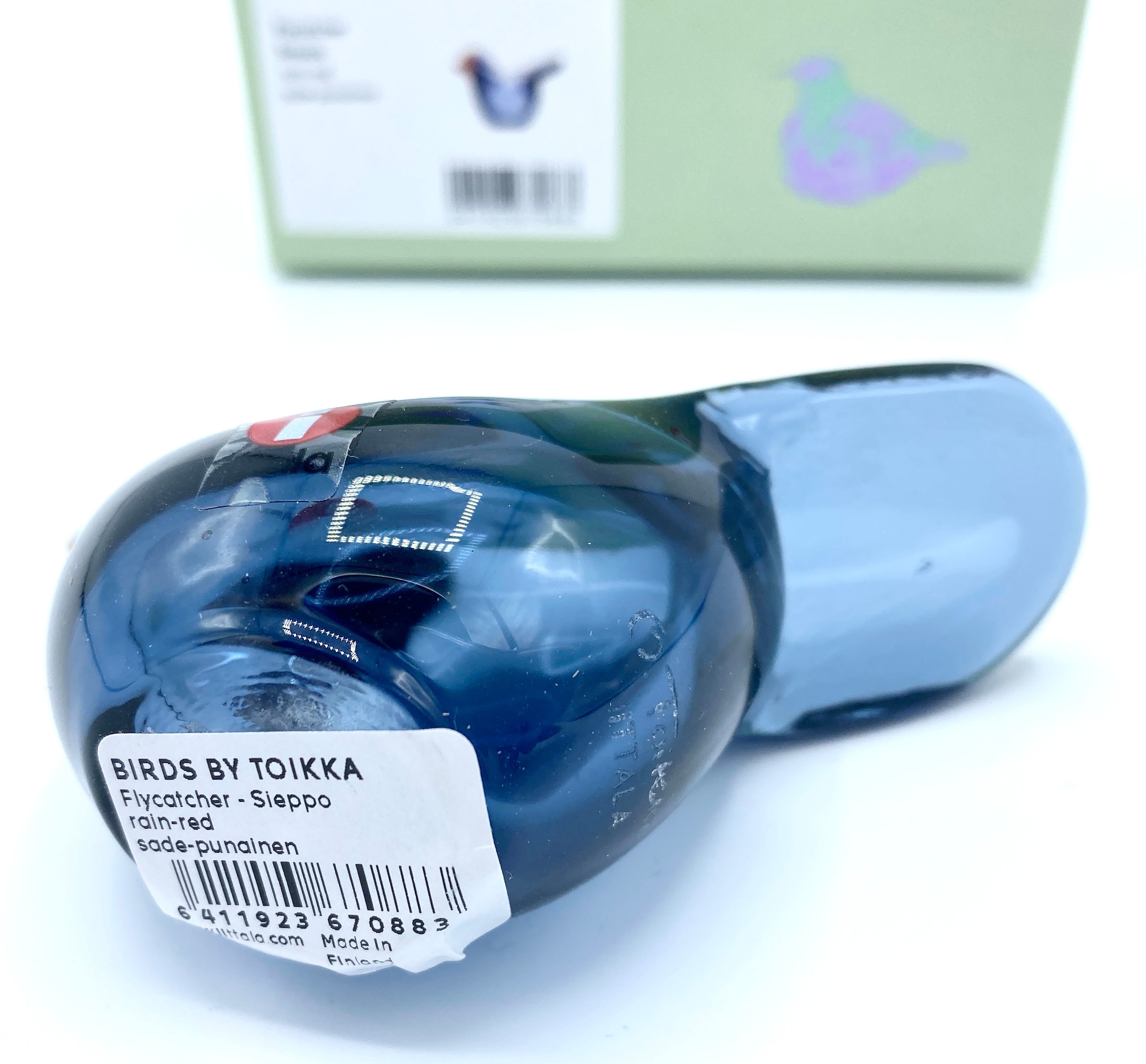 Oiva Toikka Flycatcher (sieppo) Art Glass Bird Rain With Red Beak