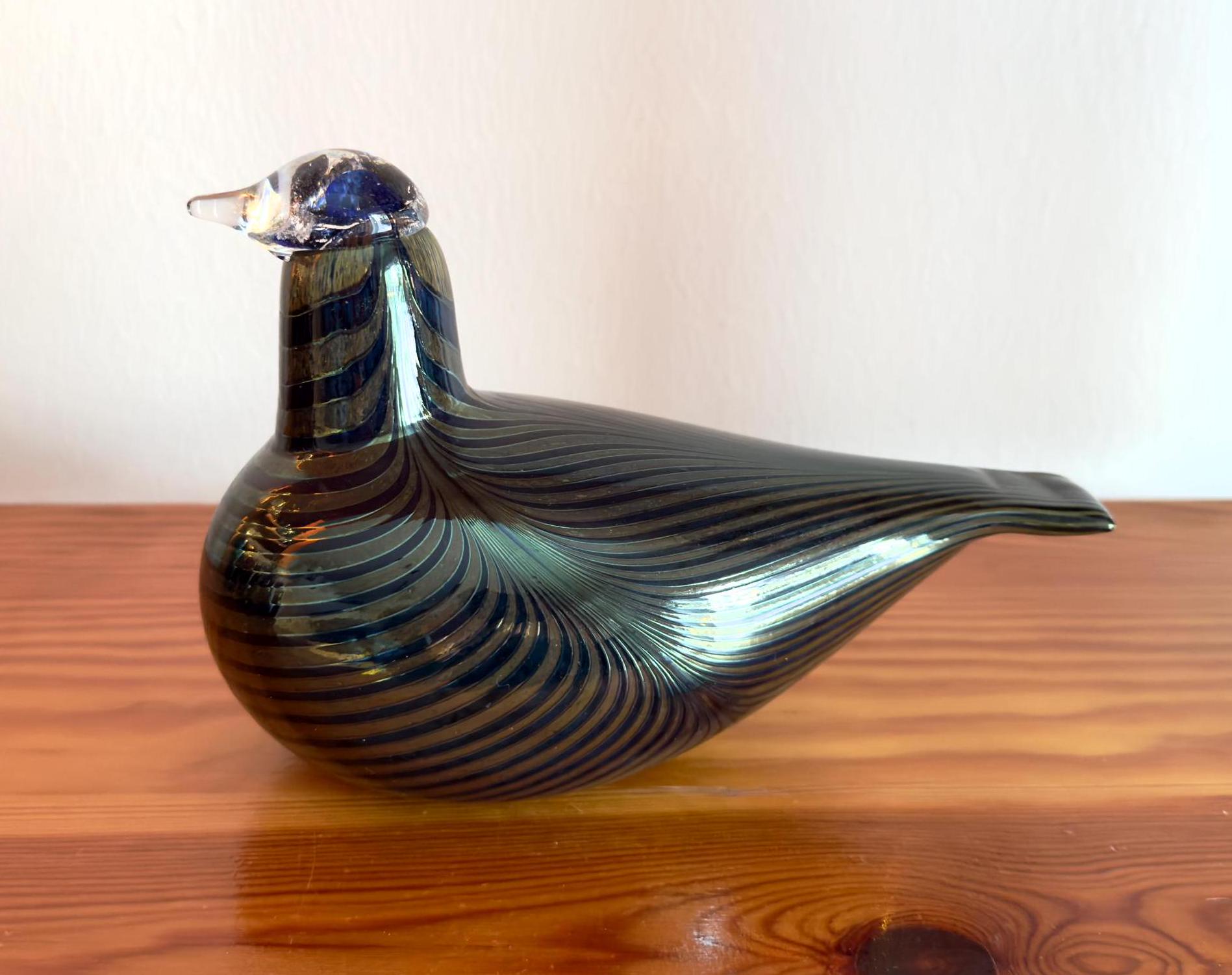 工芸品  birds oiva toikka SMEW Oiva Toikka Atlas Glass Bird KOP Medium Company Bird Rare Blue and