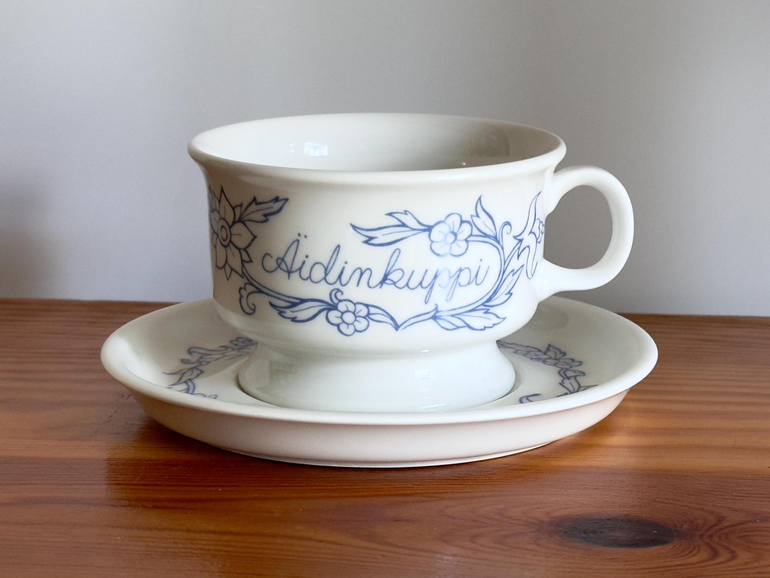 Arabia Finland Large Mums Tea Cup (Äidinkuppi) With Saucer Rare 