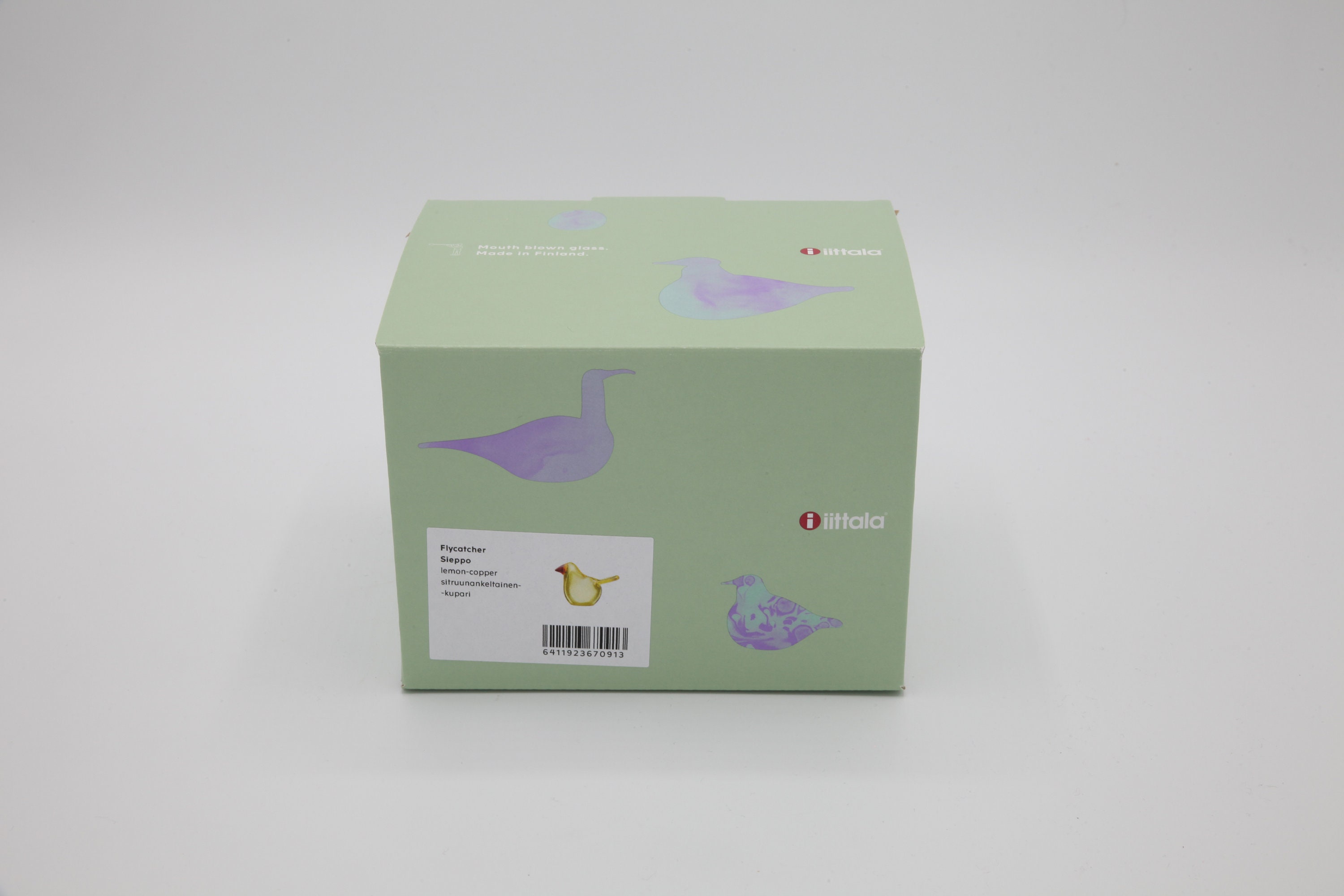 Oiva Toikka Flycatcher (sieppo) Art Glass Bird Lemon With Copper