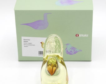 Oiva Toikka Flycatcher (sieppo) Art Glass Bird Lemon With Copper