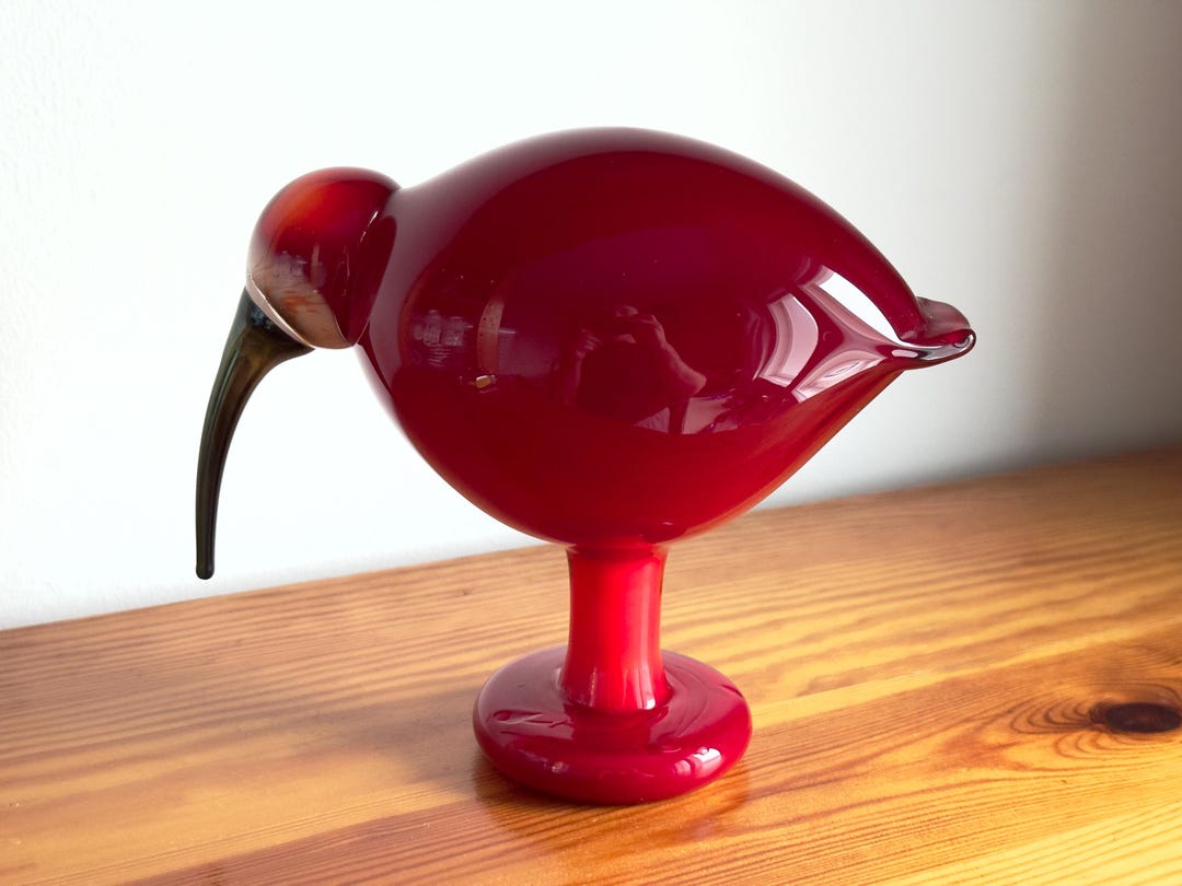 Oiva Toikka Ibis Red Glass Bird Very Rare Vintage Footed Design