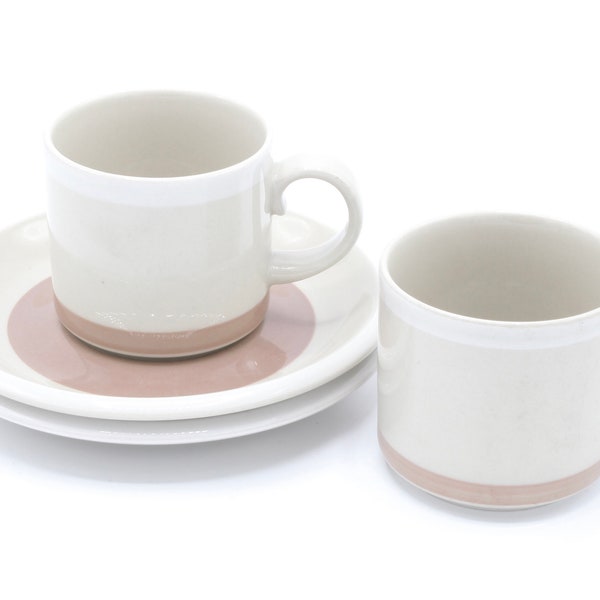 Arabia Finland Tupa Coffee Espresso Cups With Saucers 2 Sets Vintage Stoneware  by Anja Winquist