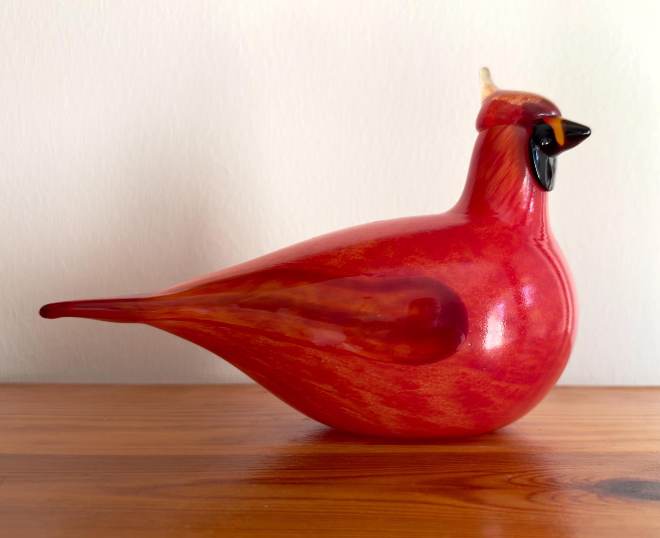 Oiva Toikka Red Cardinal (kardinaali) Glass Bird Figurine Rare