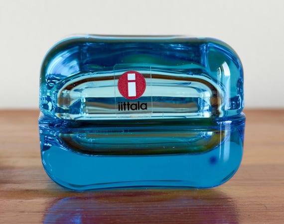 Iittala Finland Vitriini Small Jewelry Glass Box Light Blue