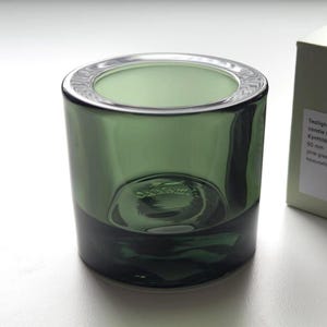 Iittala Finland Kivi Pine Green (Havunvihreä) Glass Candle Holder for Tealight by Marimekko and Heikki Orvola Multiple Availabe