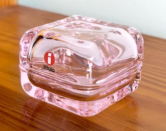 Iittala Finland Vitriini Small Jewelry Glass Box Salmon Pink