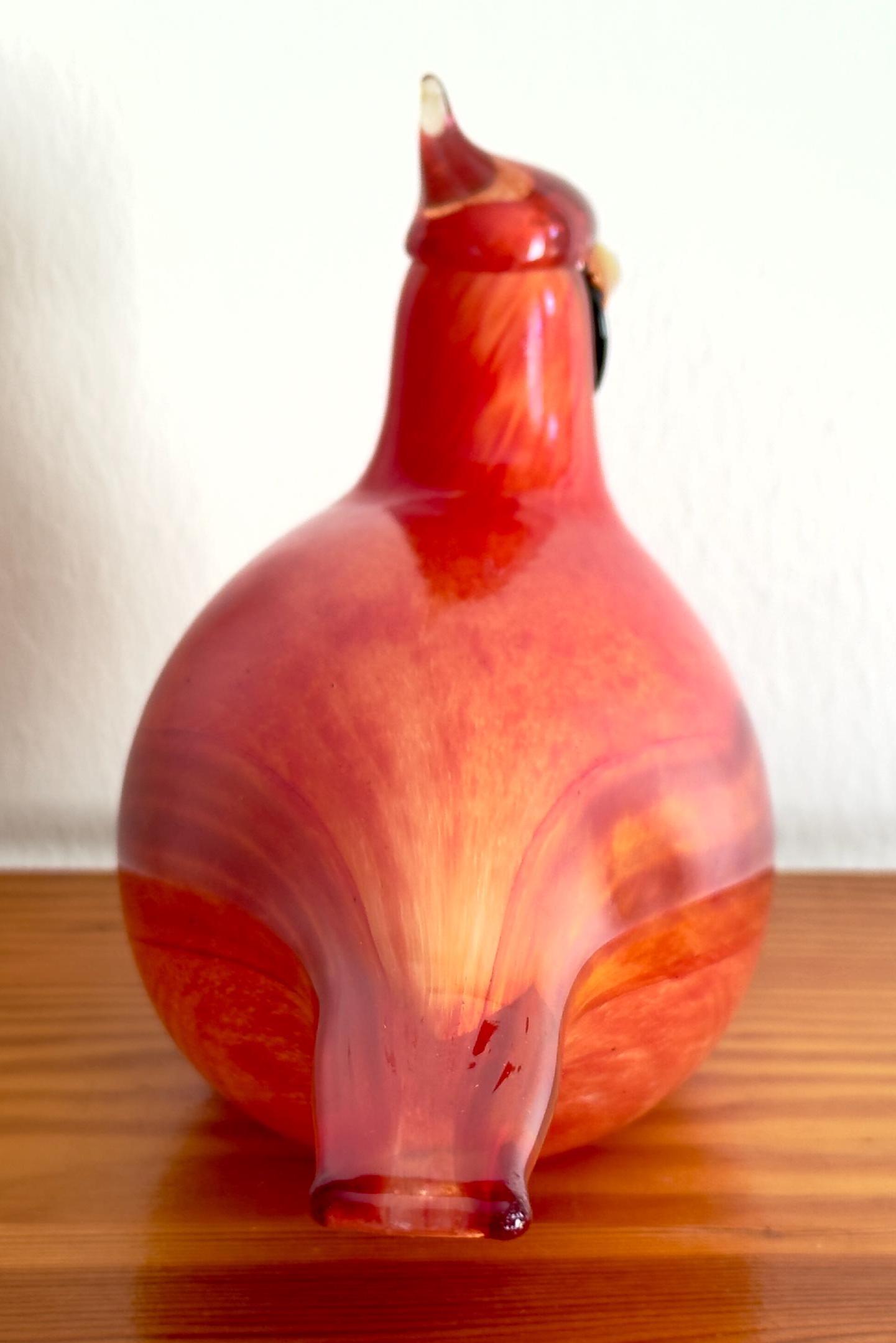 Oiva Toikka Red Cardinal (kardinaali) Glass Bird Figurine Rare