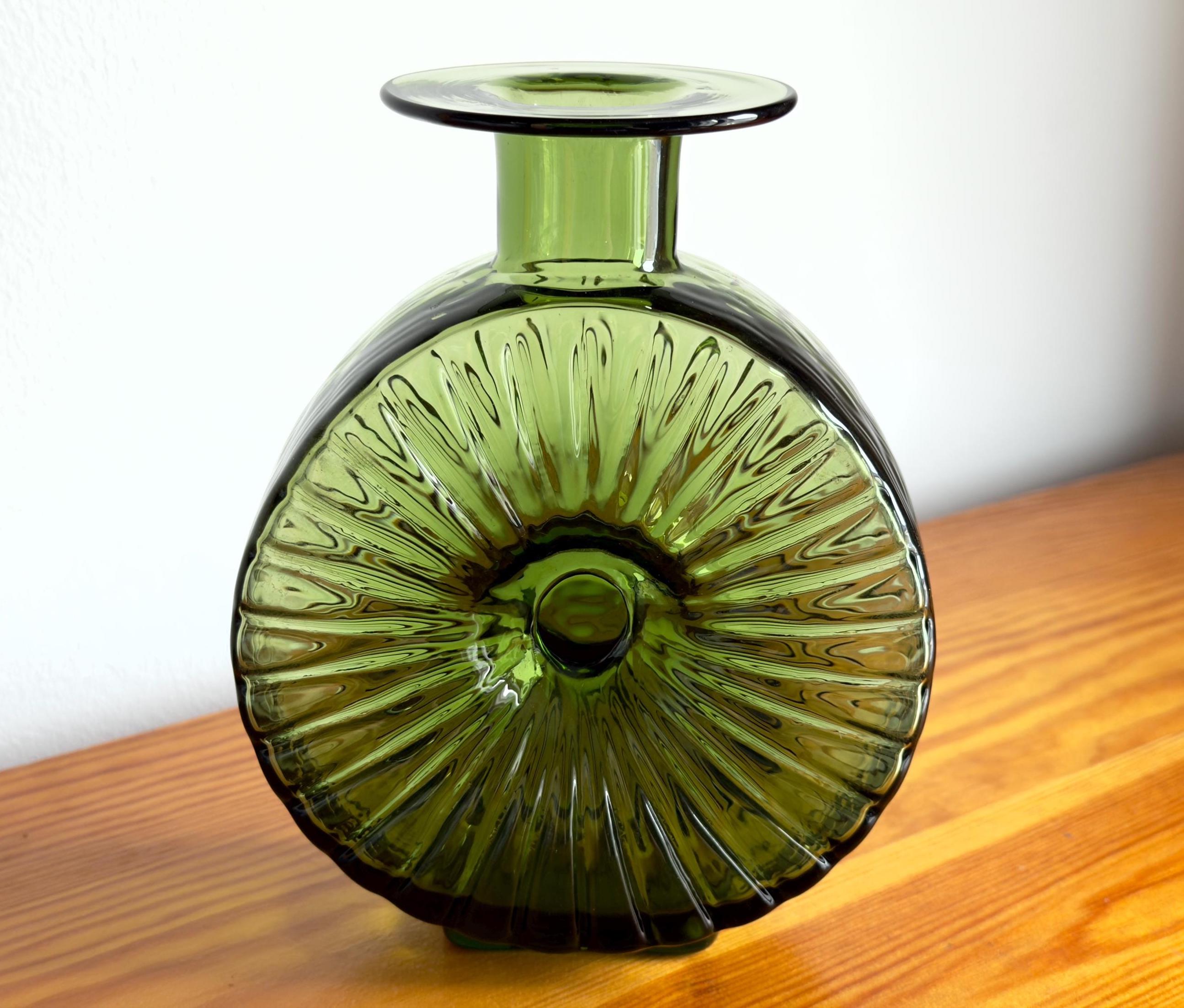 Riihimäen Lasi Sun Bottle (aurinkopullo) 2/4 Forest Green RARE