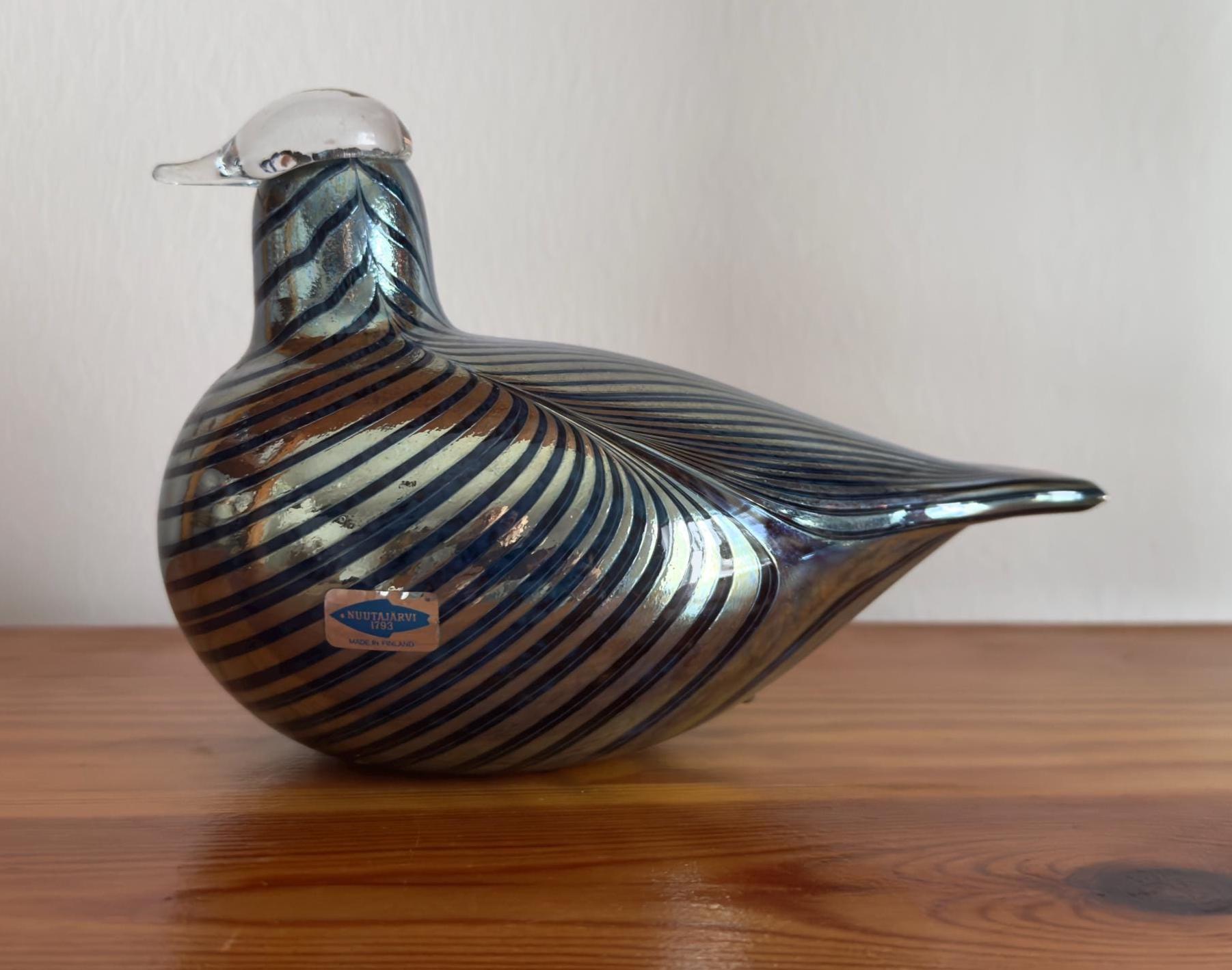 Oiva Toikka Atlas Glass Bird KOP Medium Company Bird Rare Blue and